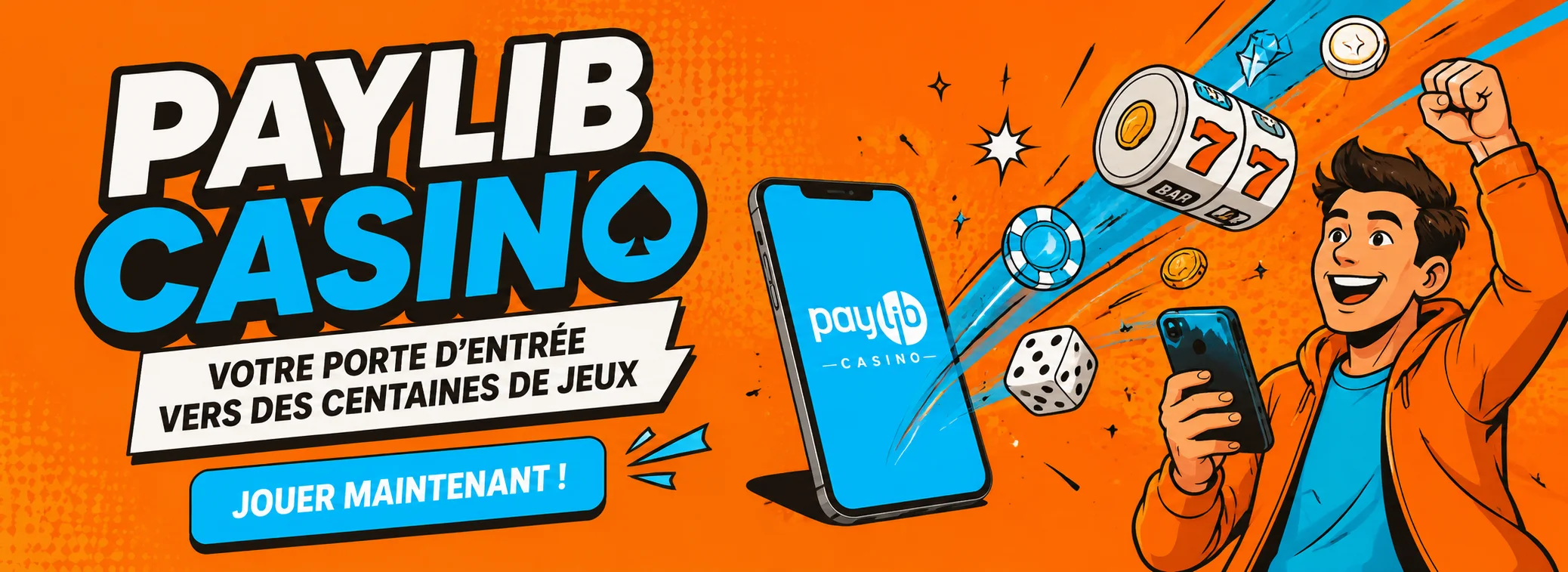 Bannière Paylib Casino — bonus de bienvenue de 420 € et dépôt Paylib depuis l'application bancaire